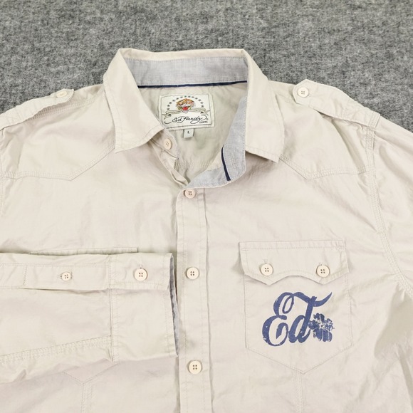 Ed Hardy Other - Ed Hardy Shirt Mens Large Beige Tattoo Graphic Love Kills Slowly Western Style‎